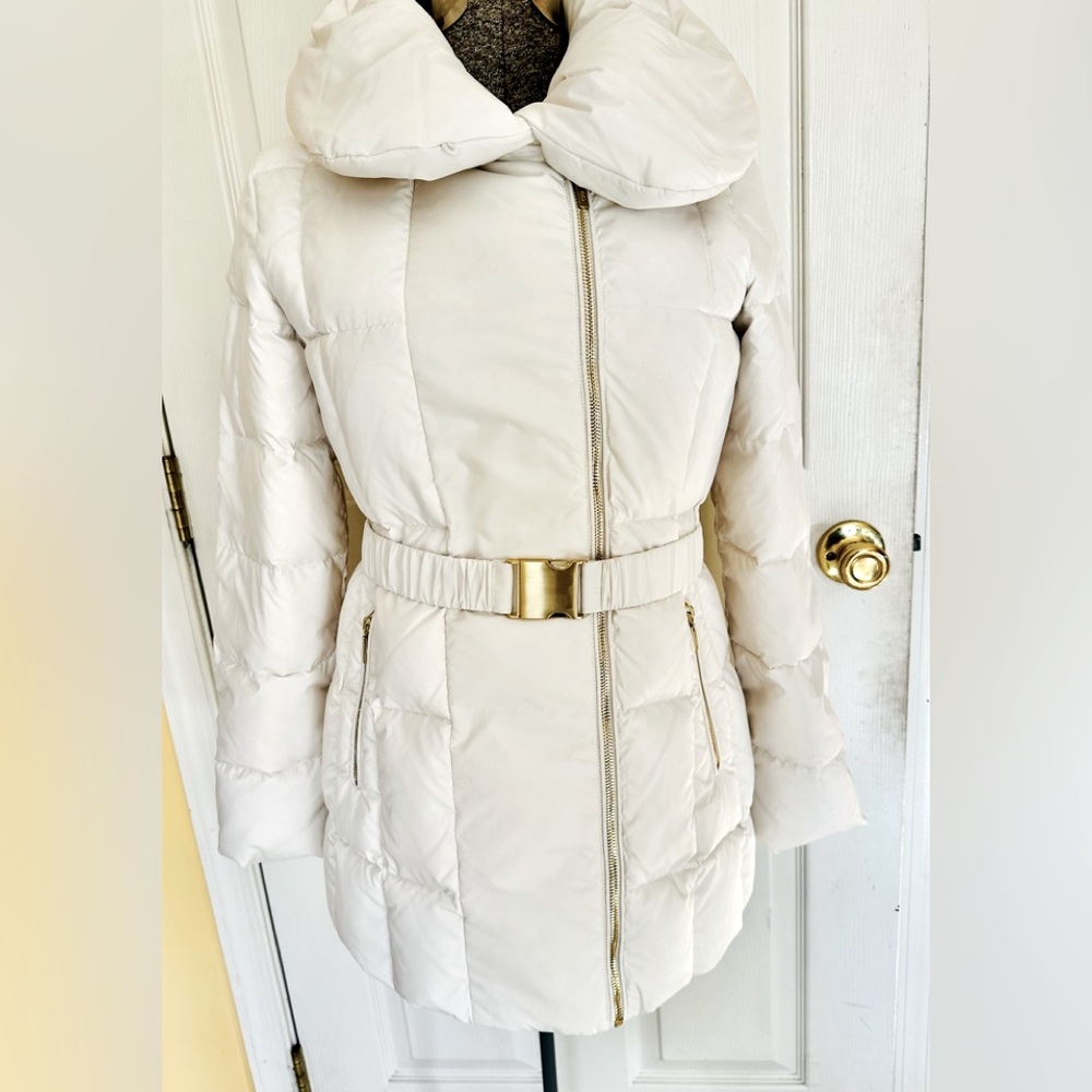 New Women’s Cole Haan off White down belted ski jacket coat M